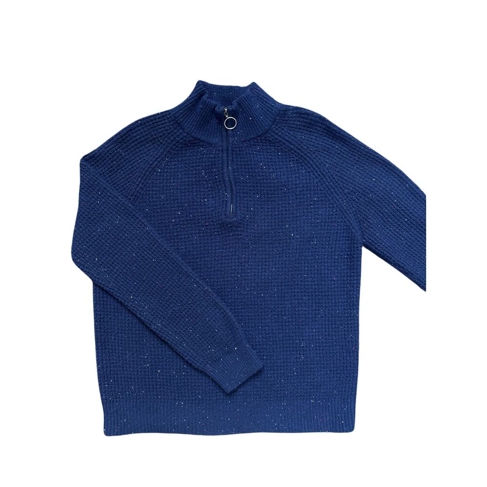 Madison Grey Navy Speckled Quarter Zip Sweater L